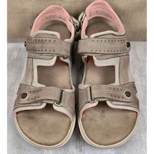 SAS Embark Strappy Sandals Womens 9N Hook & Loop Casual Walking Leather Taupe